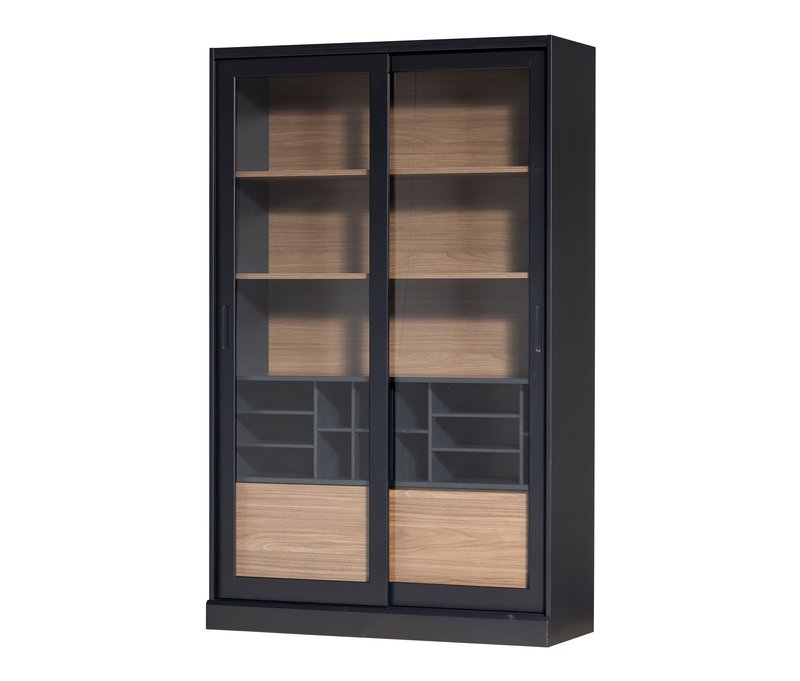 Tchibo - Woood Vitrine »James« aus Kiefernholz - 125x47x200cm - schwarz - Holz / Glas