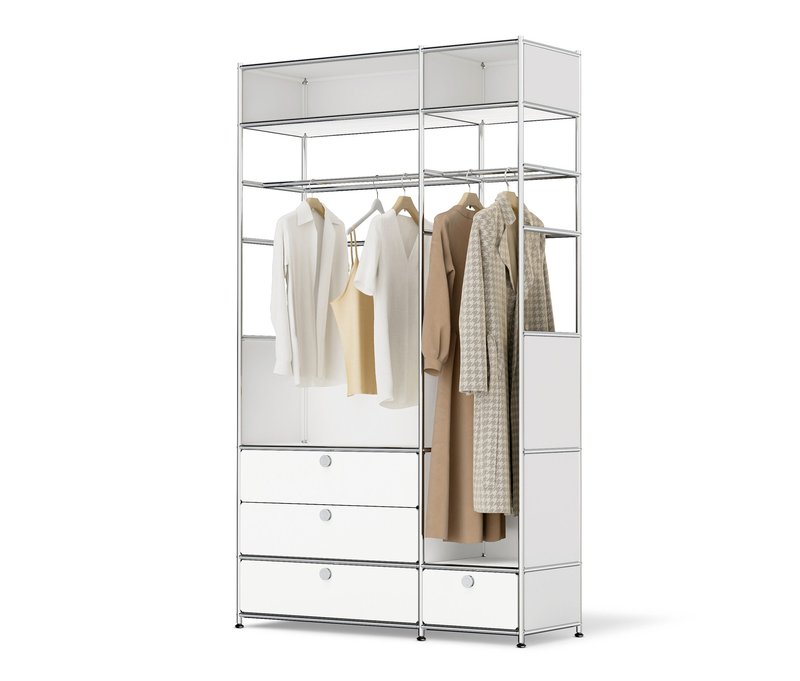 Tchibo - Garderobe Metall »Cn3« mit 2 Kleiderstangen und 4 Schubladen - 116x40x194,6cm - chrom - Stahl / Aluminium / Kunststoff