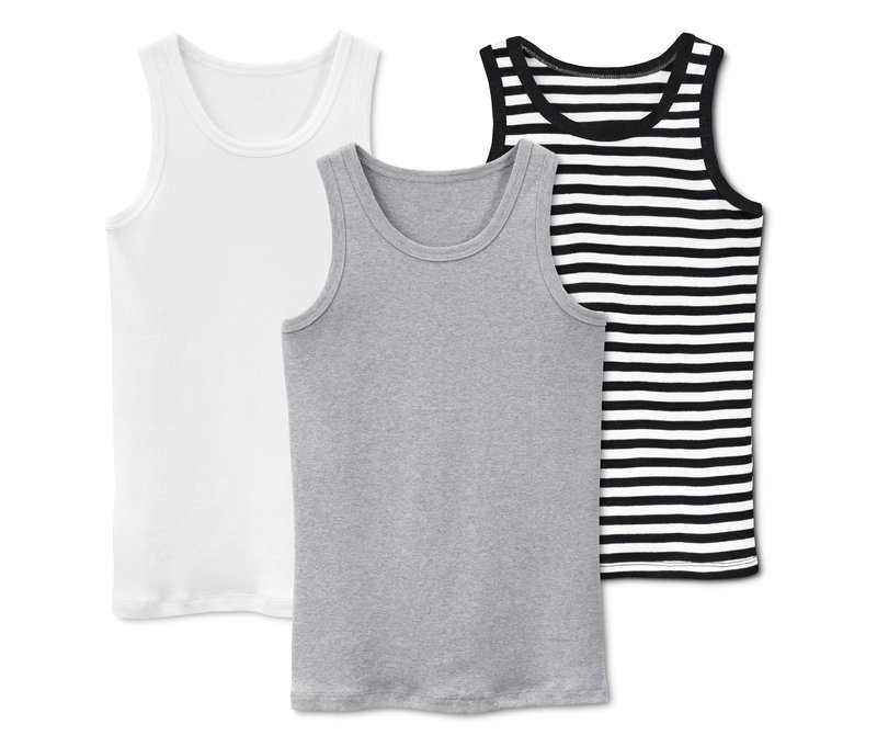 Tchibo - 3 Jungen-Unterhemden - Jungen - Gr. 134/140 - schwarz/gestreift