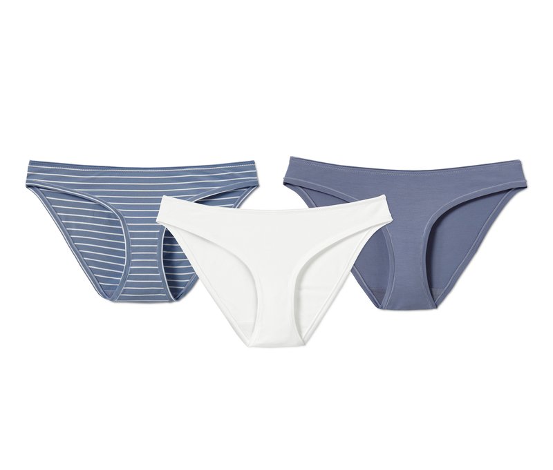 Tchibo - 3 Slips - Damen - Gr. M - blau/gestreift