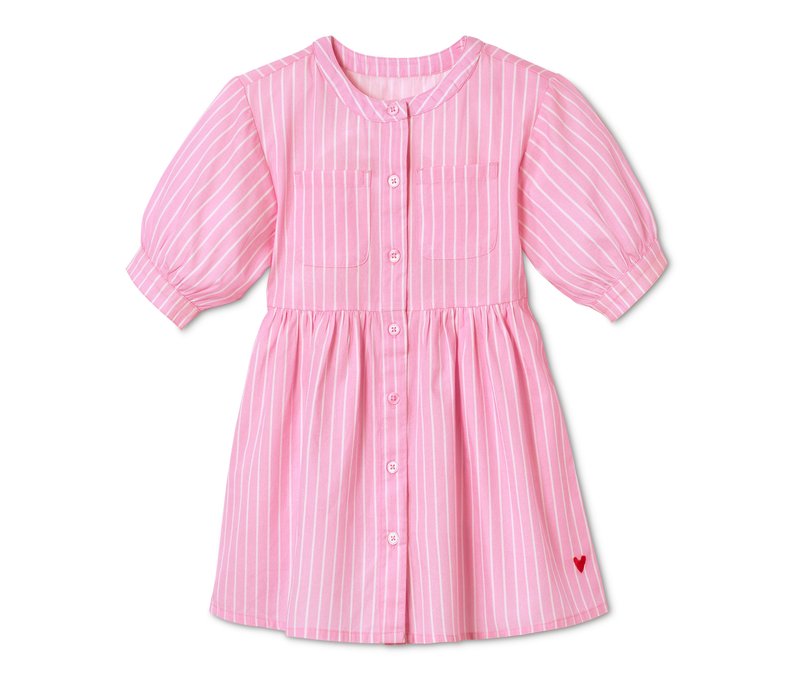 Tchibo - Web-Kleid - Mädchen - Gr. 110/116 - weiß/gestreift