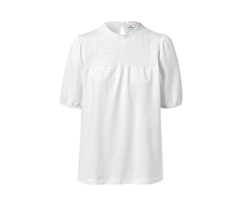 Tchibo - Shirt mit gesmoktem Einsatz - Damen - Gr. M - weiß