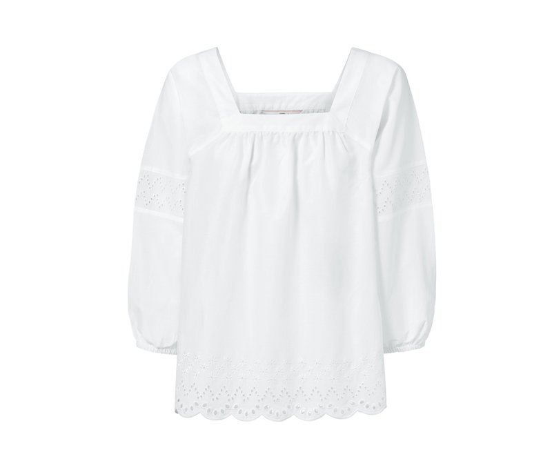 Tchibo - Bluse mit Stickerei - Damen - Gr. 44 - weiß