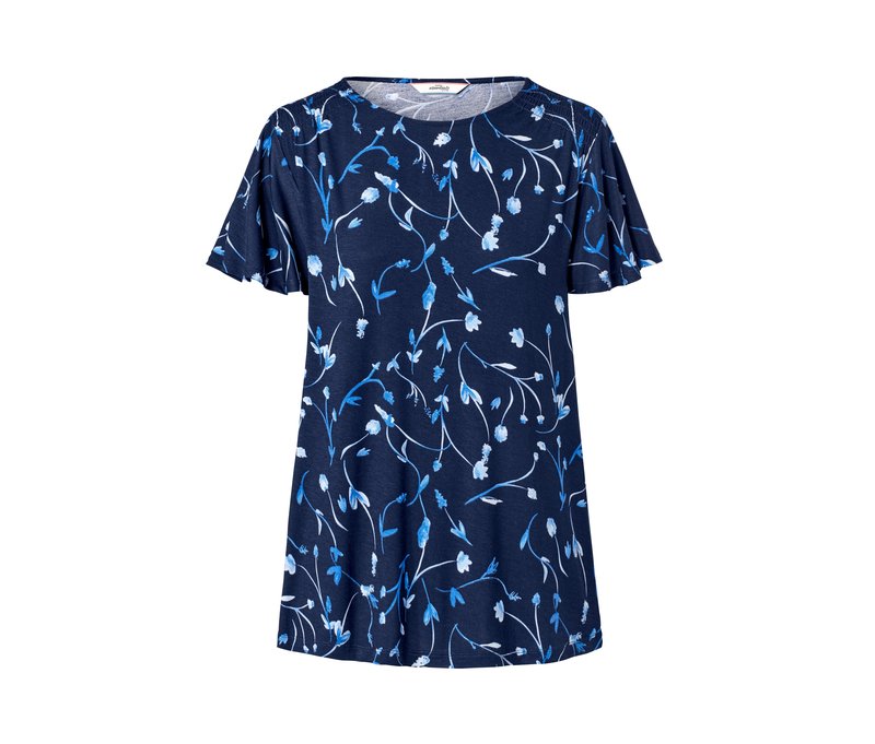 Tchibo - Blusenshirt mit Flügelärmeln - Damen - Gr. S - dunkelblau/print