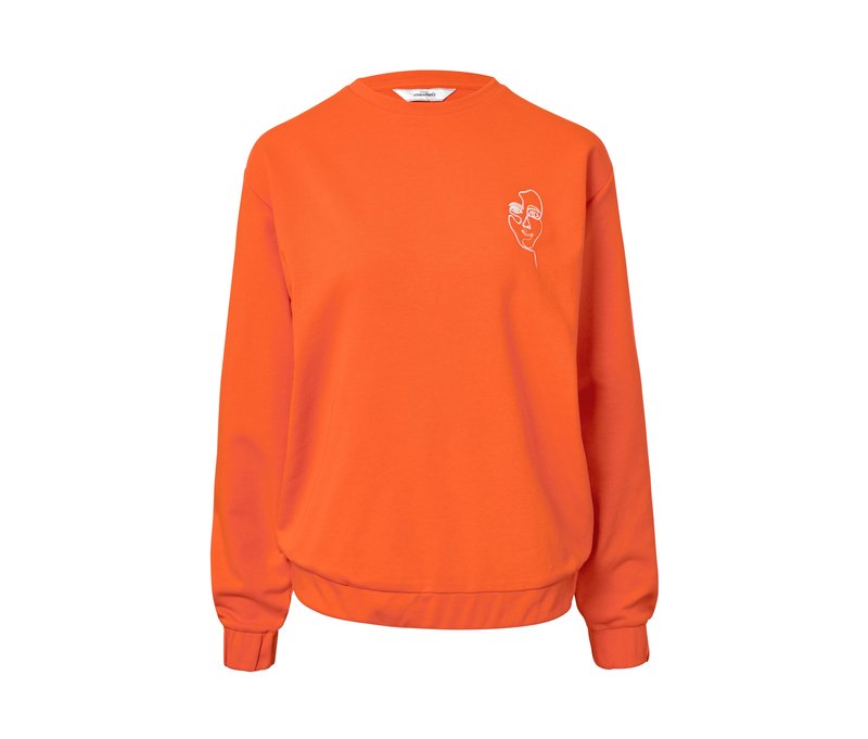 Tchibo - Sweatshirt mit Stickerei - Damen - Gr. S - orange