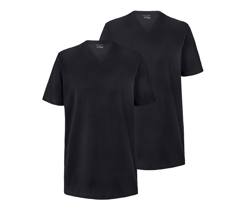 Tchibo - 2 T-Shirts mit V-Ausschnitt - Herren - Gr. L - schwarz