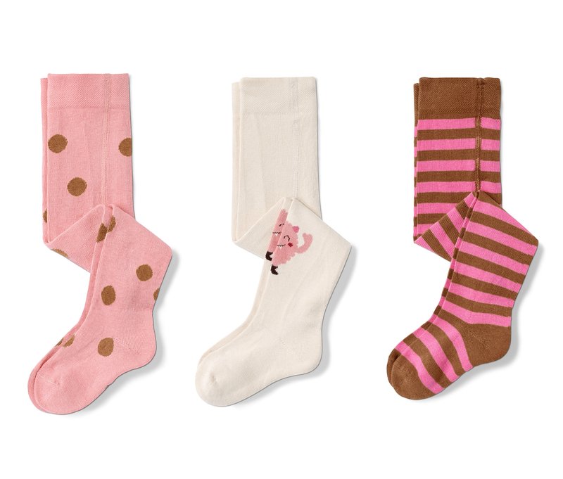 Tchibo - 3 Paar Strumpfhosen - Mädchen - Gr. 86/92 - weiß/jacquard