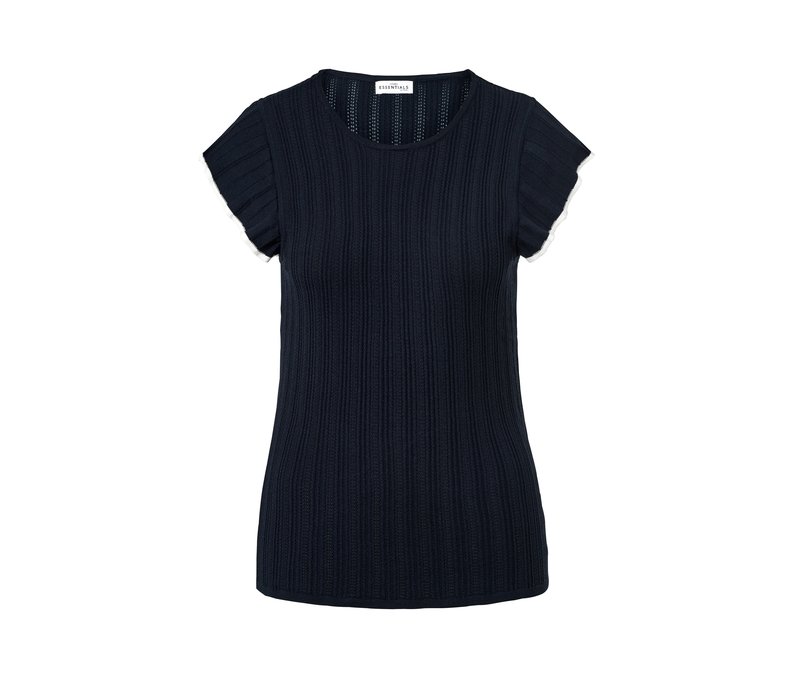 Tchibo - Stricktop mit Ajourmuster - Damen - Gr. M - dunkelblau