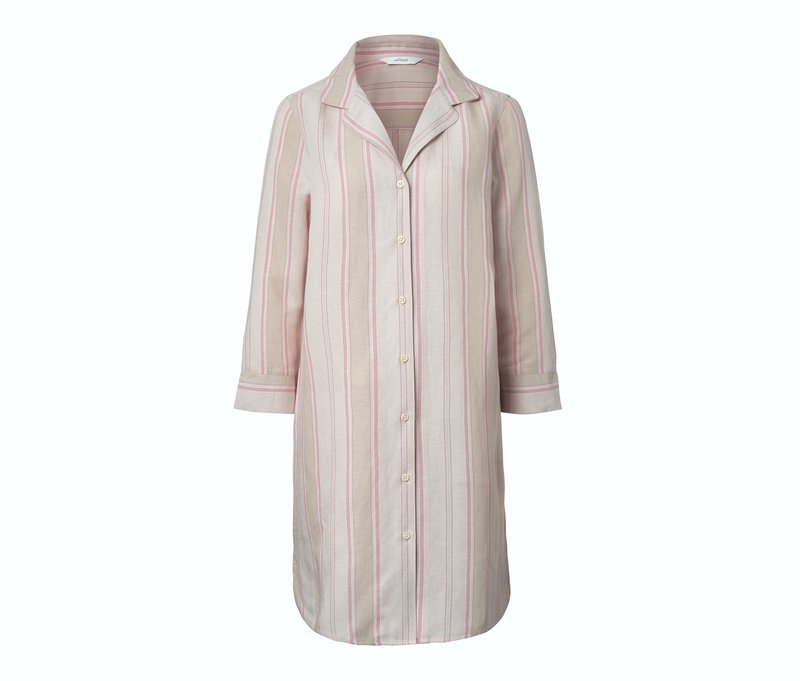 Tchibo - Leinen-Nachthemd - Damen - Gr. L - weiß/gestreift