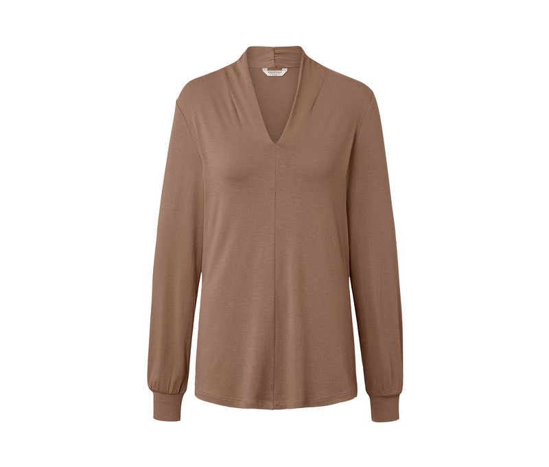 Tchibo - Langarmshirt mit V-Ausschnitt - Damen - Gr. M - beige