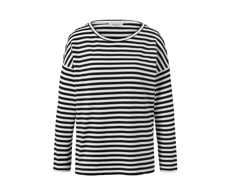 Tchibo - Gestreiftes Langarmshirt - Damen - Gr. M - schwarz/gestreift