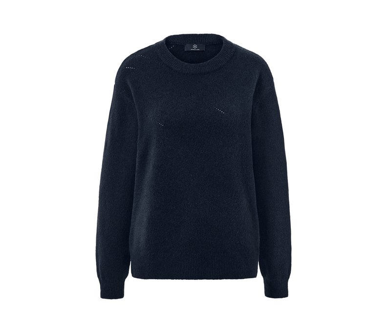 Strickpullover mit Ajour-Muster - Damen - Gr. S - dunkelblau