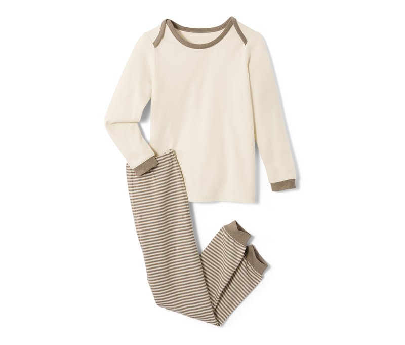 Tchibo - Interlock-Pyjama - Herren - Gr. 122/128 - hellbraun/gestreift