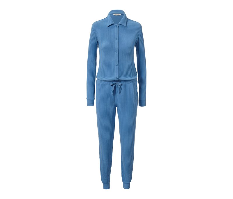Tchibo - Gerippter Loungeoverall - Damen - Gr. L - blau