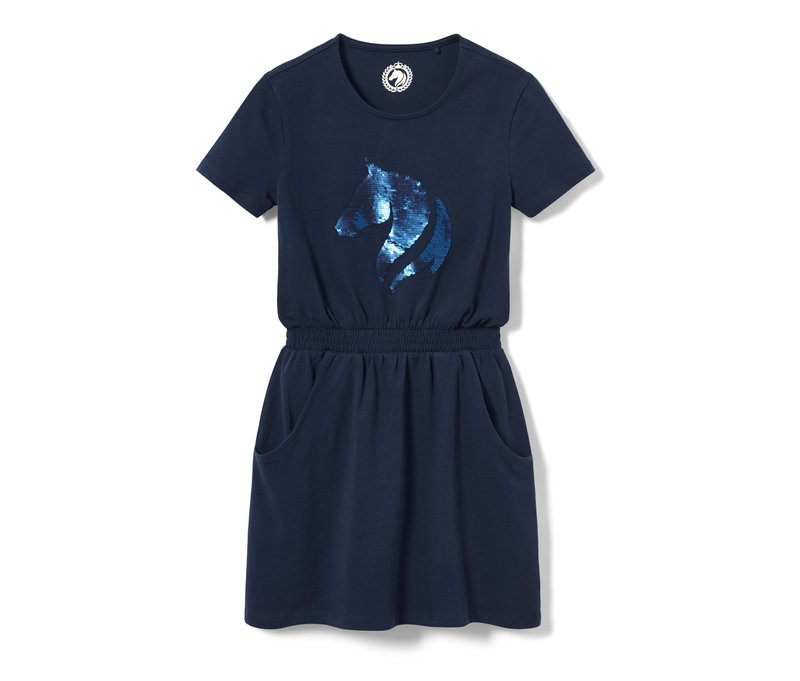 Tchibo - Kinder-Jerseykleid mit Wendepailletten - Mädchen - Gr. 146/152 - dunkelblau