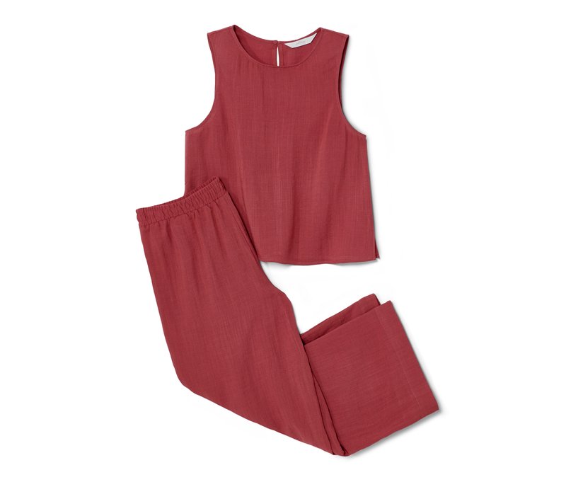 Tchibo - Pyjama in 7/8-Länge - Damen - Gr. 36 - rot