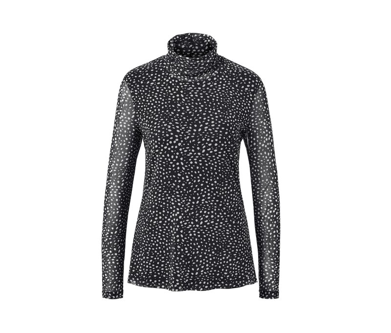 Tchibo - Gepunktetes Mesh-Rollkragenshirt - Damen - Gr. S - creme/gepunktet