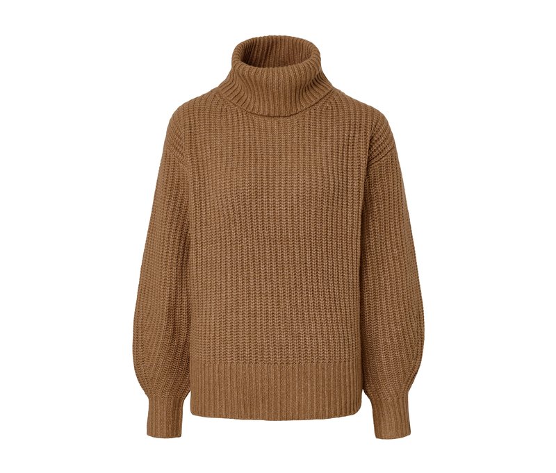 Tchibo - Grobstrickpullover mit Rollkragen - Damen - Gr. M - cognac