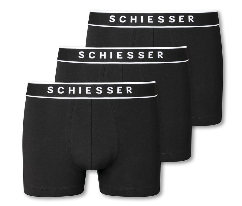 3 Schiesser Shorts mit Bio-Baumwolle - Herren - Gr. S/4 - schwarz