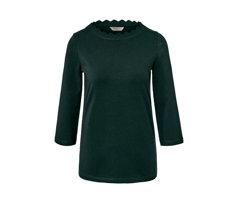 Tchibo - Shirt mit 3/4-Arm - Damen - Gr. XL - dunkelgrün