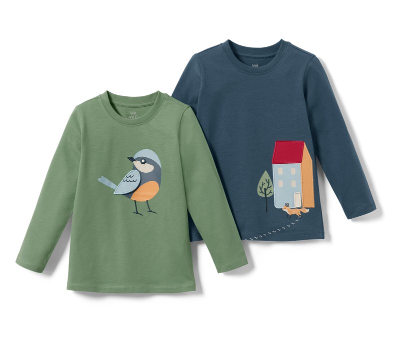 Tchibo - 2 Langarmshirts - Herren - Gr. 98/104 - blau