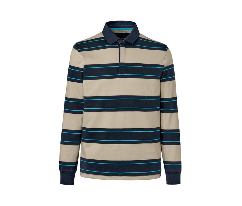 Tchibo - Langarm-Poloshirt - Herren - Gr. M - braun/gestreift