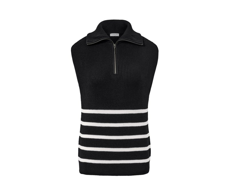 Tchibo - Pullunder im Troyer-Stil - Damen - Gr. L - schwarz/gestreift