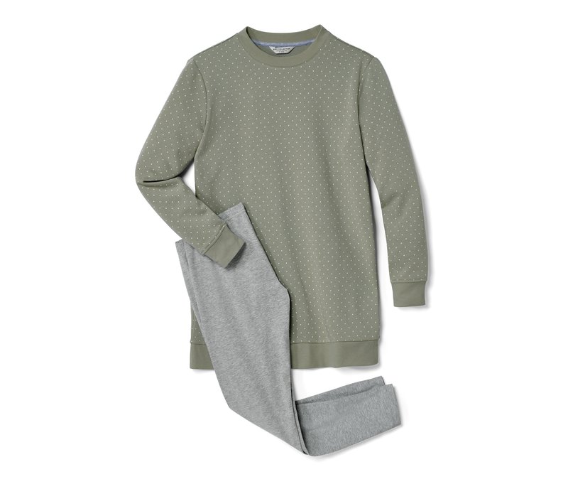 Tchibo - Leggings-Pyjama - Damen - Gr. L - weiß/gepunktet