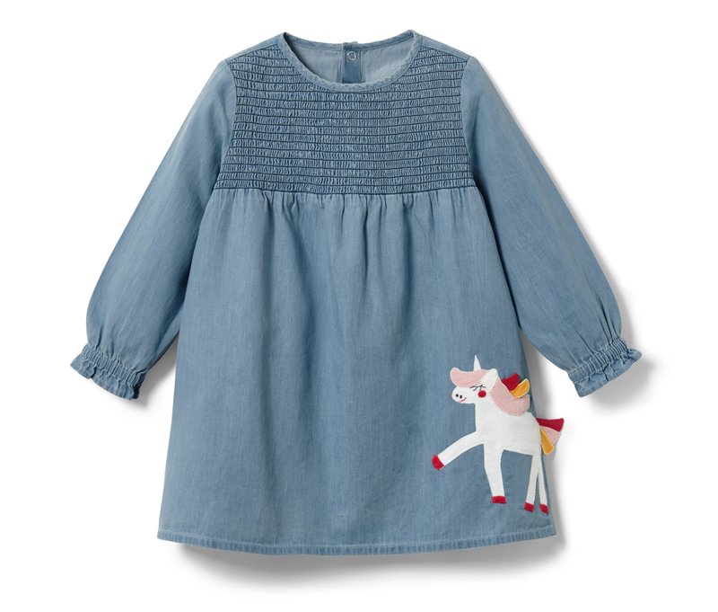 Tchibo - Kinder-Chambray-Kleid - Mädchen - Gr. 122/128 - blau