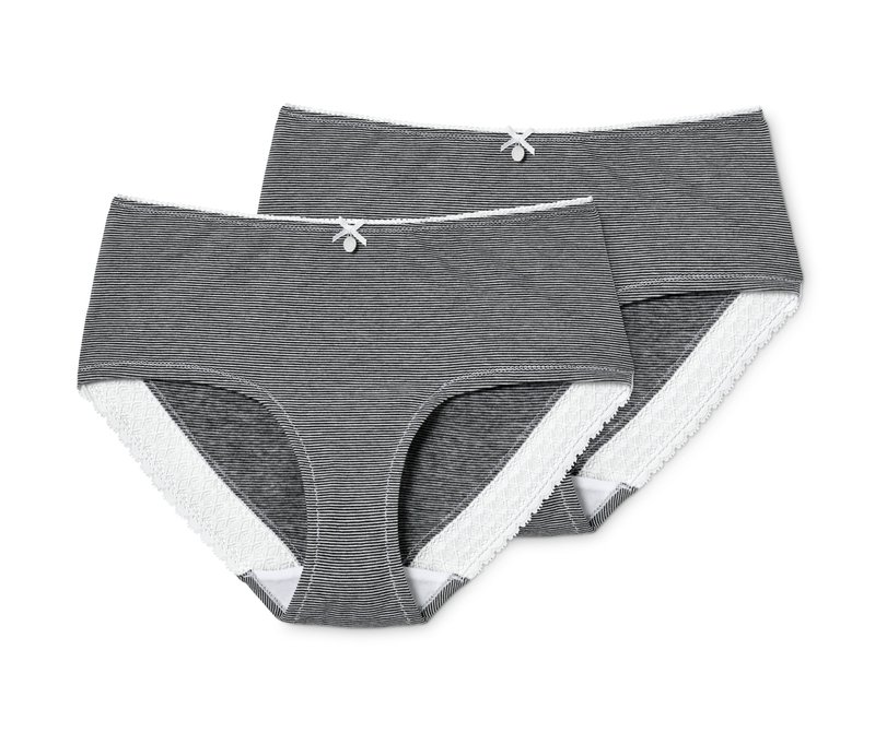 Tchibo - 2 Pantys - Damen - Gr. L - schwarz/gestreift
