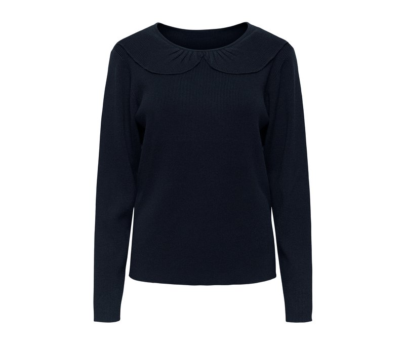 Tchibo - Feinstrick-Pullover mit Kragen - Damen - Gr. L - dunkelblau