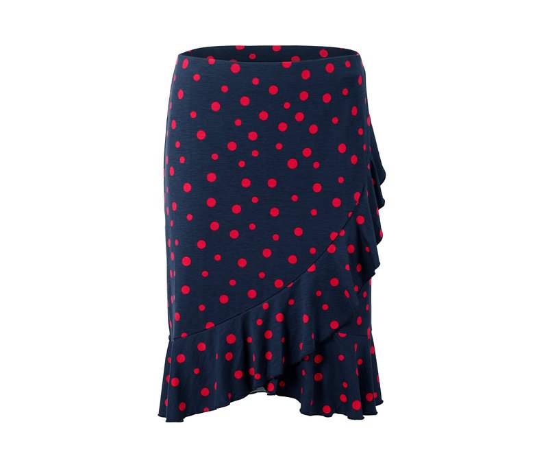 Tchibo - Jerseyrock in Wickeloptik - Damen - Gr. XL - dunkelblau/gepunktet