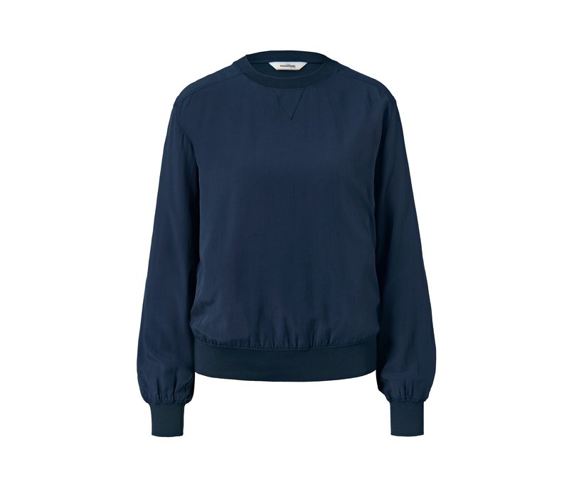 Tchibo - Bluse mit Rippbündchen - Damen - Gr. 48 - dunkelblau