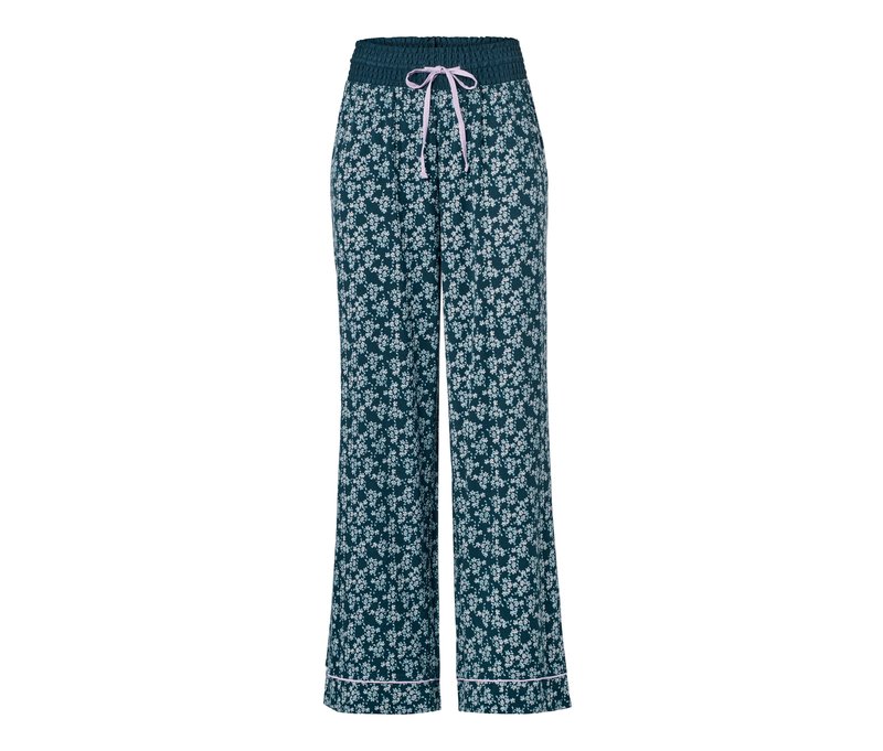 Tchibo - Relaxhose - Damen - Gr. L - dunkelblau/geblümt