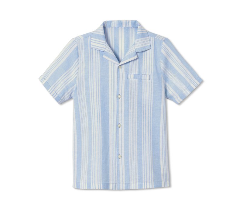 Tchibo - Kurzarmhemd aus Bio-Baumwolle - Jungen - Gr. 158/164 - weiß/gestreift