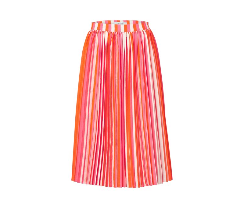 Tchibo - Gestreifter Plisseerock - Damen - Gr. 36 - orange/gestreift