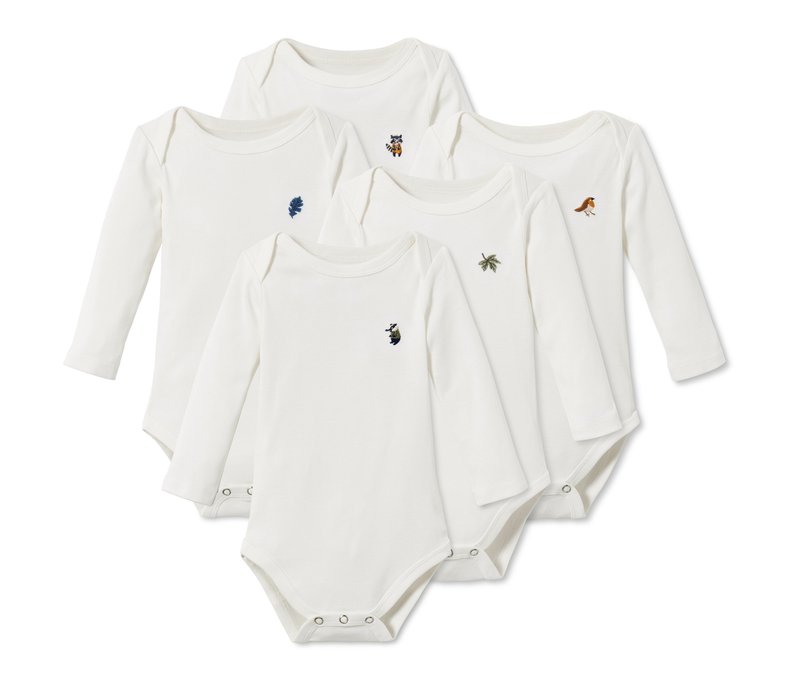 Tchibo - 5 Langarmbodys - Baby - Gr. 62/68 - rot/print