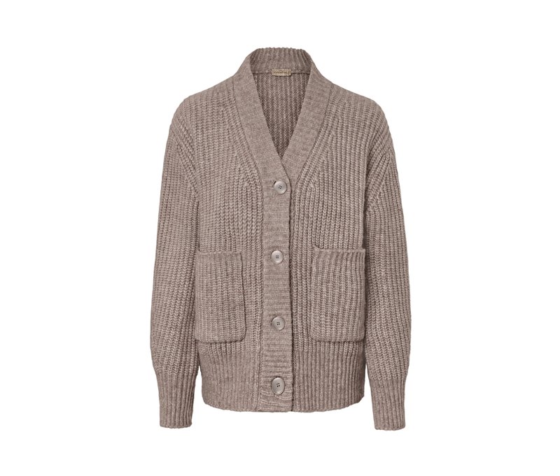 Tchibo - Grobstrick-Cardigan mit Wolle - Damen - Gr. XL - taupe