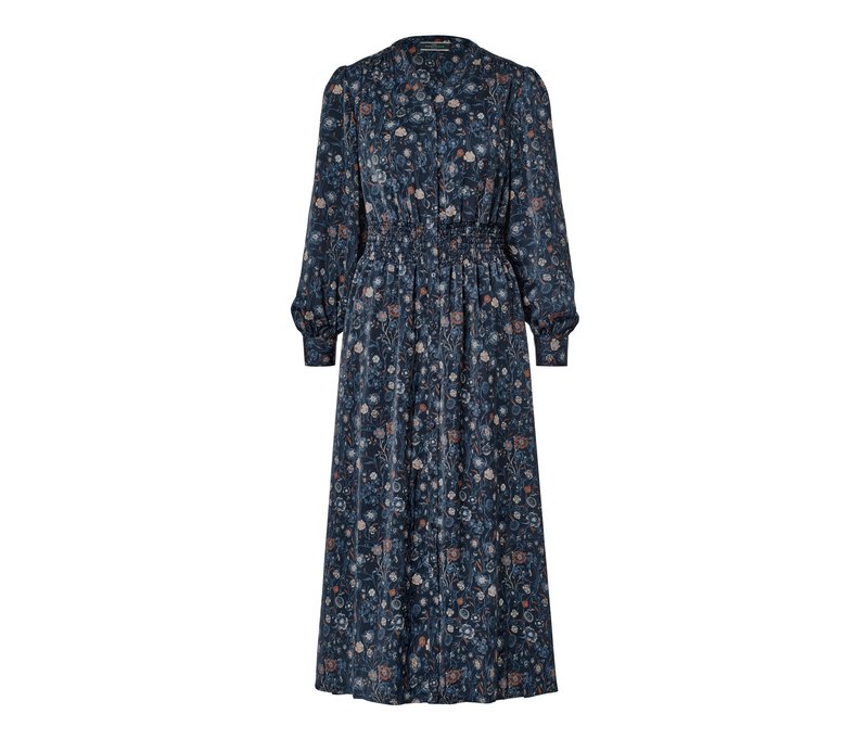 Tchibo - Florales Midikleid - Damen - Gr. 44 - dunkelblau/geblümt