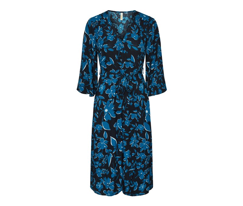 Tchibo - Kleid mit Print - Damen - Gr. 36 - dunkelblau/geblümt