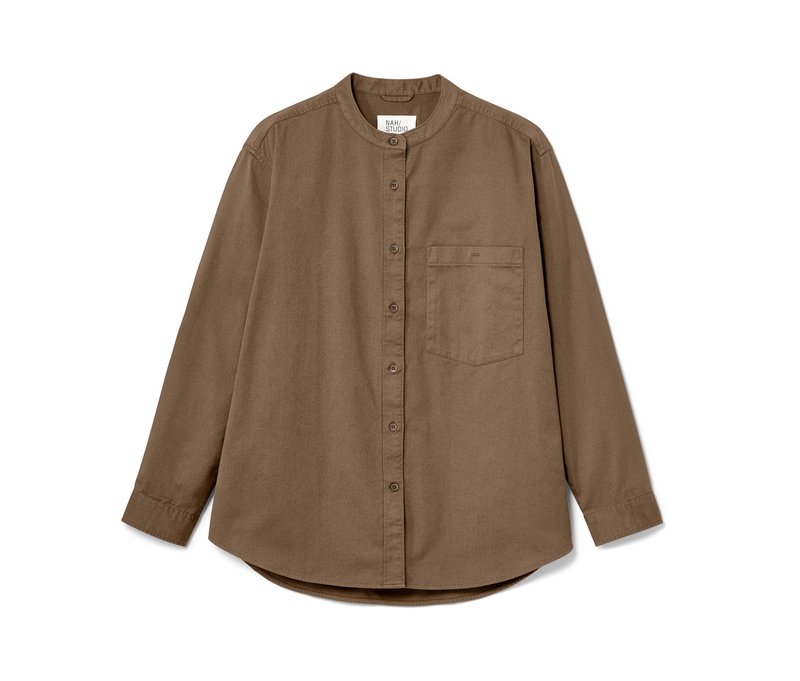 Nah/Studio Hemdbluse - nachhaltige Baumwolle - Gr. 44 - braun