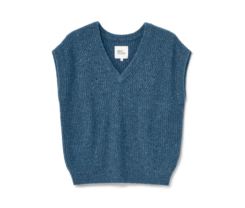 Nah/Studio Strick-Pullunder - recycelter Cashmere und Merinowolle - Gr. XS - blau