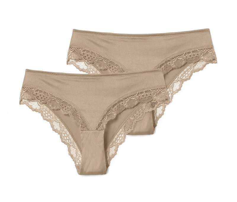 Tchibo - 2 Brazil-Slips - Damen - Gr. XS - beige