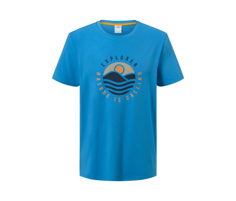 Tchibo - T-Shirt mit Print - Herren - Gr. L - hellblau/print