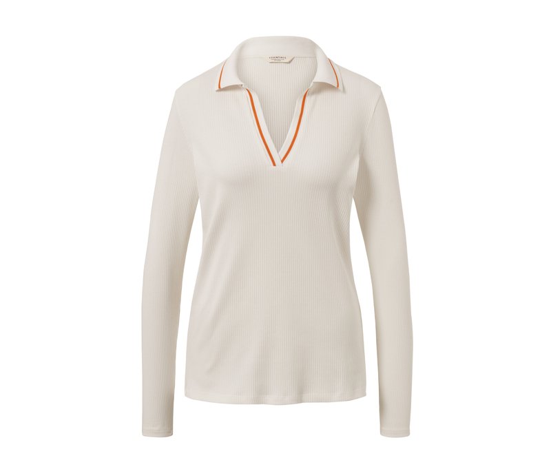 Tchibo - Geripptes Poloshirt - Damen - Gr. M - creme