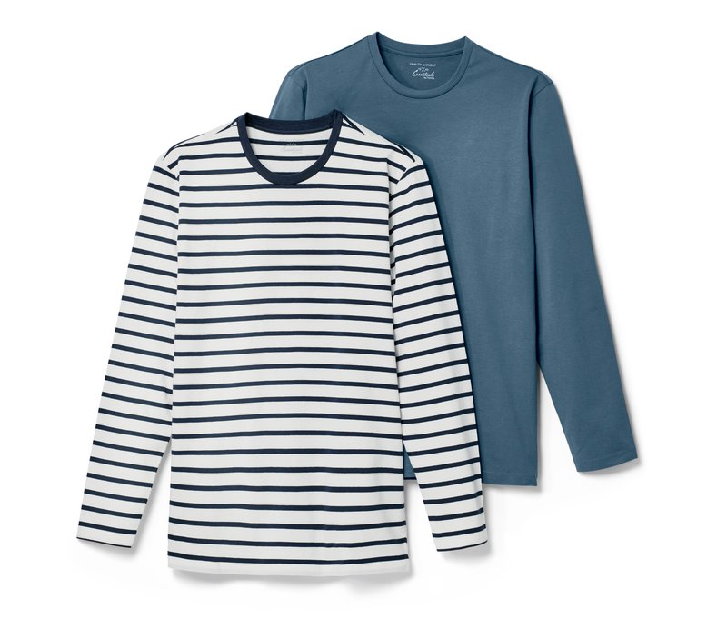 Tchibo - 2 Langarmshirts - Herren - Gr. XL - blau