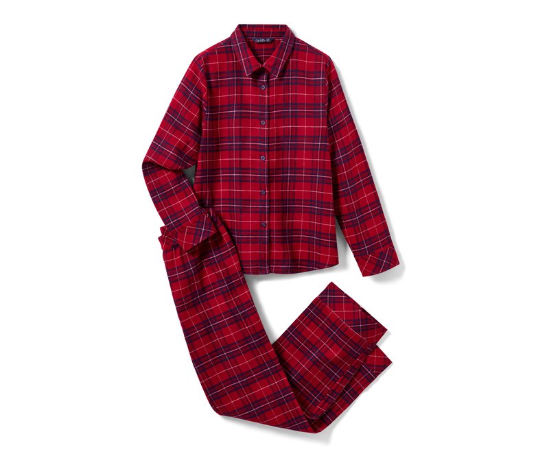 Tchibo - Flanell-Pyjama - Damen - Gr. 44 - dunkelblau/kariert
