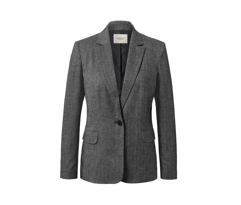 Tchibo - Webblazer in Herringbone-Optik - Damen - Gr. 36 - schwarz/jacquard