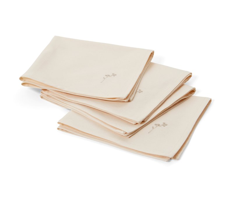 Tchibo - 4 bestickte Servietten - creme