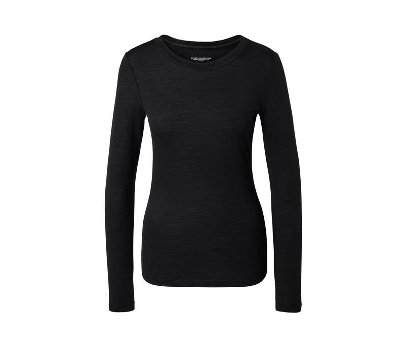 Tchibo - Langarmshirt mit Merinowolle - Damen - Gr. M - schwarz
